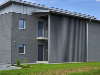 Fertighaus Münch - Kundenhaus von Bau-Fritz Schlüsselfertig ab 870000€, Pultdachhaus Außenansicht 6