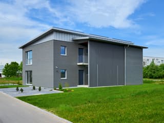 Fertighaus Münch - Kundenhaus von Bau-Fritz Schlüsselfertig ab 870000€, Pultdachhaus Außenansicht 7