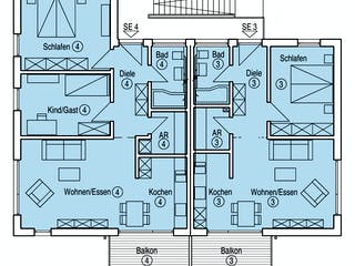Fertighaus Münch - Kundenhaus von Bau-Fritz Schlüsselfertig ab 870000€, Pultdachhaus Grundriss 1