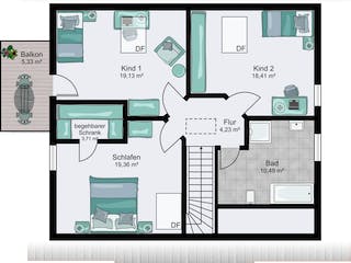 Fertighaus München von STREIF Haus, Satteldach-Klassiker Grundriss 1