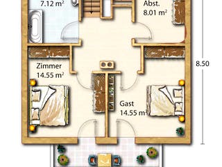 Fertighaus Murau von Holzhaus Roßkopf Schlüsselfertig ab 226800€, Blockhaus Grundriss 2