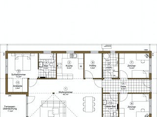 Fertighaus Reersö 121+17 von EBK Haus, Bungalow Grundriss 1
