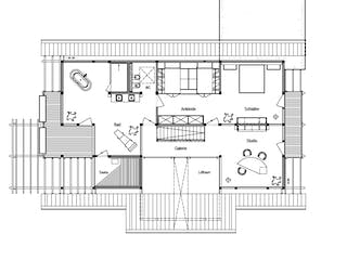 Fertighaus Musterhaus Bad Vilbel von DAVINCI HAUS, Fachwerk Grundriss 1