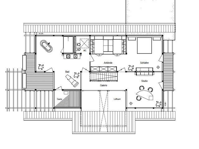 Fertighaus Musterhaus Bad Vilbel von DAVINCI HAUS, Fachwerk Grundriss 1