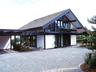 Fertighaus Musterhaus Gebhardshain II von DAVINCI HAUS, Fachwerk Außenansicht 4