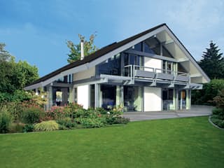 Fertighaus Musterhaus Gebhardshain III von DAVINCI HAUS, Fachwerk Außenansicht 1