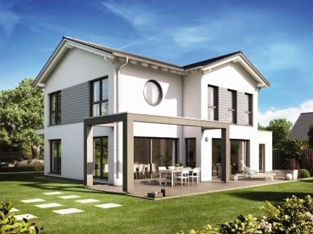 Fertighaus Musterhaus Wuppertal von NORDHAUS Fertigbau Schlüsselfertig ab 314755€, Satteldach-Klassiker Außenansicht 1