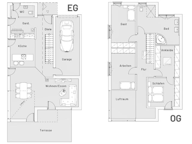 Massivhaus Bauhaus Eberhardt von MYMassivhaus, Cubushaus Grundriss 1
