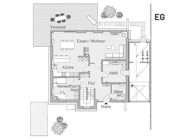 Massivhaus Bauhaus Mundt von MYMassivhaus, Cubushaus Grundriss 1 Massivhaus Bauhaus Mundt von MYMassivhaus, Cubushaus Grundriss 1