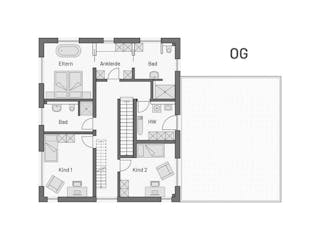 Massivhaus Einfamilienhaus Brand von MYMassivhaus, Satteldach-Klassiker Grundriss 2