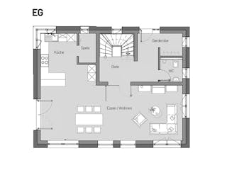 Massivhaus Passivhaus Hägele mit Lichthof von MYMassivhaus, Satteldach-Klassiker Grundriss 1