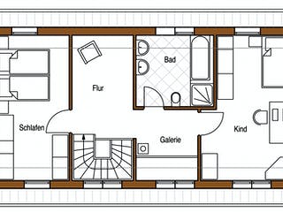Blockhaus Strasser D119 von Frammelsberger R. Ingenieur-Holzbau, Satteldach-Klassiker Grundriss 2