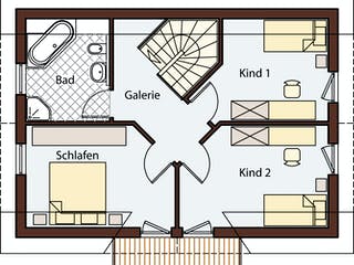 Blockhaus Musterhaus Mülheim-Kärlich 1 D122 von Frammelsberger R. Ingenieur-Holzbau, Satteldach-Klassiker Grundriss 2