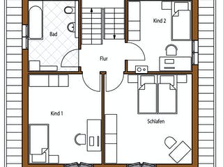 Blockhaus Weißleder D125 von Frammelsberger R. Ingenieur-Holzbau, Stadtvilla Grundriss 1