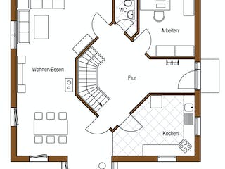 Blockhaus Lehnen D138 von Frammelsberger R. Ingenieur-Holzbau, Satteldach-Klassiker Grundriss 2