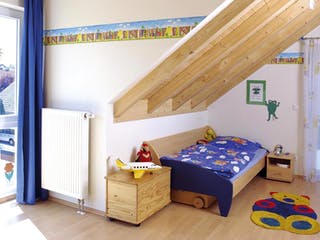 Blockhaus Lehnen D138 von Frammelsberger R. Ingenieur-Holzbau, Satteldach-Klassiker Innenansicht 3