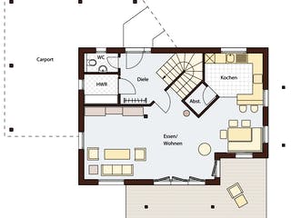 Blockhaus Wagner D139 von Frammelsberger R. Ingenieur-Holzbau, Satteldach-Klassiker Grundriss 2