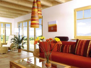 Blockhaus Wagner D139 von Frammelsberger R. Ingenieur-Holzbau, Satteldach-Klassiker Innenansicht 1