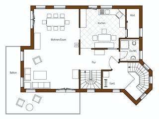 Blockhaus Müller D141 von Frammelsberger R. Ingenieur-Holzbau, Pultdachhaus Grundriss 2