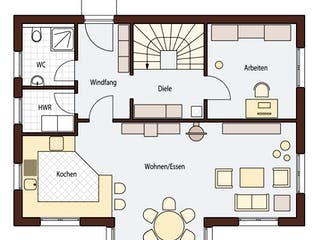 Blockhaus D155 von Frammelsberger R. Ingenieur-Holzbau, Satteldach-Klassiker Grundriss 2