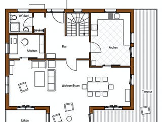 Blockhaus Braun D165 von Frammelsberger R. Ingenieur-Holzbau, Satteldach-Klassiker Grundriss 1