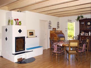 Blockhaus Braun D165 von Frammelsberger R. Ingenieur-Holzbau, Satteldach-Klassiker Innenansicht 1