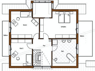 Blockhaus Schindler D195 von Frammelsberger R. Ingenieur-Holzbau, Satteldach-Klassiker Grundriss 2