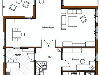 Blockhaus Schindler D195 von Frammelsberger R. Ingenieur-Holzbau, Satteldach-Klassiker Grundriss 1