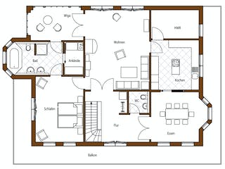 Blockhaus Högerich D208 von Frammelsberger R. Ingenieur-Holzbau, Satteldach-Klassiker Grundriss 2