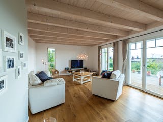 Blockhaus D162 Krastel von Frammelsberger R. Ingenieur-Holzbau, Satteldach-Klassiker Innenansicht 1