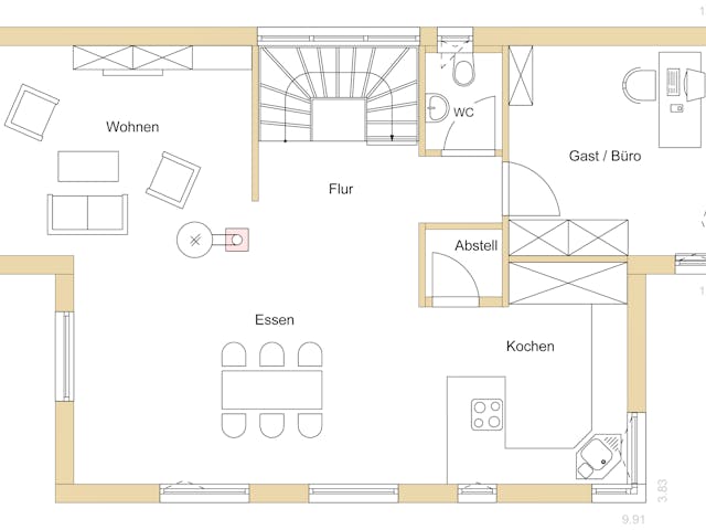 Blockhaus D144 Schwarzwasser von Frammelsberger R. Ingenieur-Holzbau, Satteldach-Klassiker Grundriss 1 Blockhaus D144 Schwarzwasser von Frammelsberger R. Ingenieur-Holzbau, Satteldach-Klassiker Grundriss 1