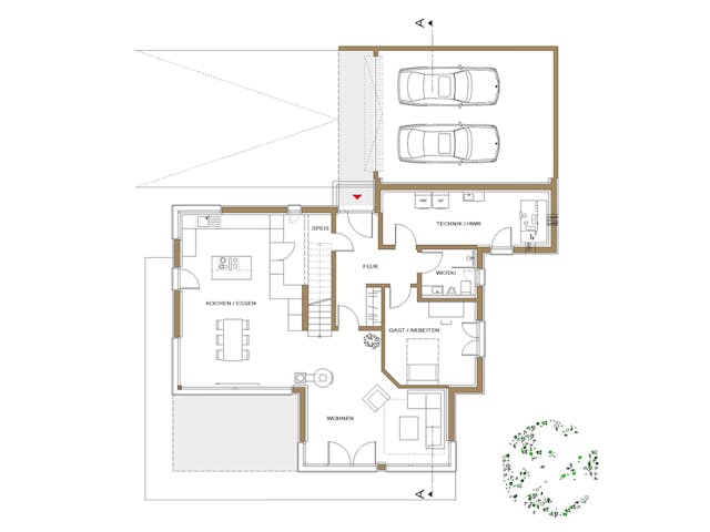 Fertighaus Haus Plessner von Naturholzhaus Bayern, Pultdachhaus Grundriss 1