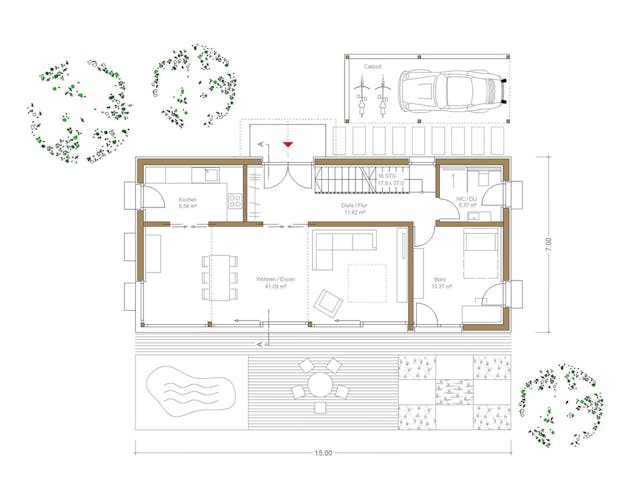 Fertighaus Haus Schindler von Naturholzhaus Bayern, Cubushaus Grundriss 1 Fertighaus Haus Schindler von Naturholzhaus Bayern, Cubushaus Grundriss 1