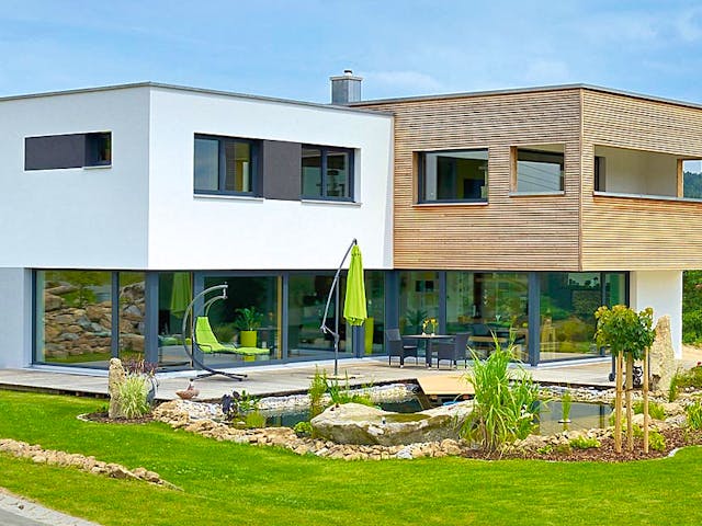 Fertighaus Haus Wagner von Naturholzhaus Bayern, Cubushaus Außenansicht 1 Fertighaus Haus Wagner von Naturholzhaus Bayern, Cubushaus Außenansicht 1