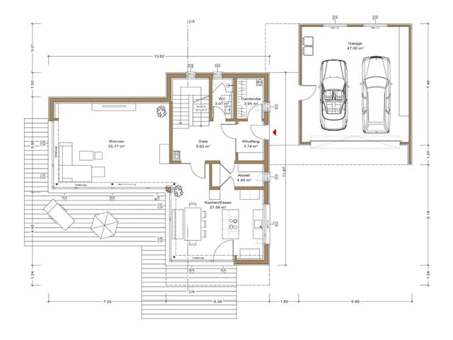 Fertighaus Haus Wagner von Naturholzhaus Bayern, Cubushaus Grundriss 1 Fertighaus Haus Wagner von Naturholzhaus Bayern, Cubushaus Grundriss 1