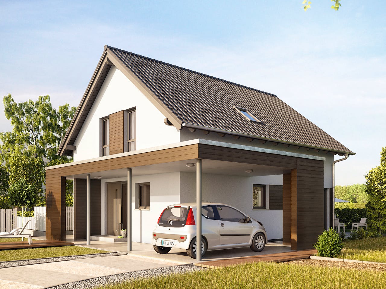 Fertighaus NEO 131 von FingerHaus Schlüsselfertig ab 316809€, Satteldach-Klassiker Außenansicht 1