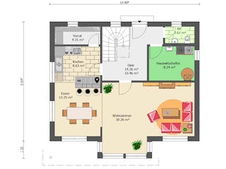 Fertighaus New Edition 161 von Suckfüll Energiesparhaus Schlüsselfertig ab 203990€, Satteldach-Klassiker Grundriss 2