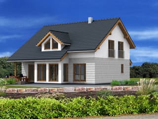 Fertighaus New Edition 183 von Suckfüll Energiesparhaus Schlüsselfertig ab 228460€, Satteldach-Klassiker Außenansicht 4