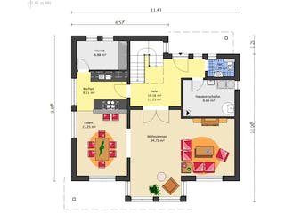 Fertighaus New Edition 183 von Suckfüll Energiesparhaus Schlüsselfertig ab 228460€, Satteldach-Klassiker Grundriss 2