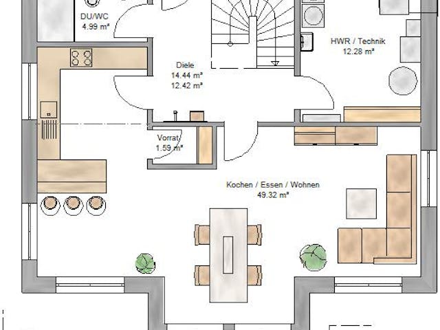 Fertighaus New Edition 159 von Suckfüll Energiesparhaus, Satteldach-Klassiker Grundriss 1