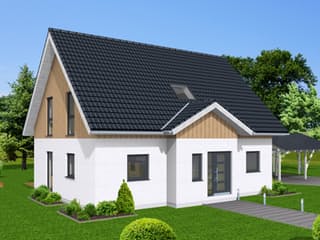 Fertighaus Family 142 von Zimmermann Haus Schlüsselfertig ab 265800€, Satteldach-Klassiker Außenansicht 2