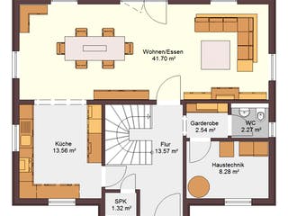 Fertighaus Family 142 von Zimmermann Haus Schlüsselfertig ab 265800€, Satteldach-Klassiker Grundriss 1