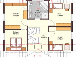 Fertighaus Family 142 von Zimmermann Haus Schlüsselfertig ab 265800€, Satteldach-Klassiker Grundriss 2