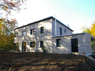 Fertighaus Nimrod von Holzhaus Rosskopf Schlüsselfertig ab 598000€, Pultdachhaus Außenansicht 4