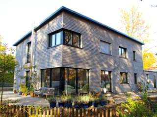 Fertighaus Nimrod von Holzhaus Rosskopf Schlüsselfertig ab 598000€, Pultdachhaus Außenansicht 1