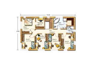 Fertighaus Nimrod von Holzhaus Rosskopf Schlüsselfertig ab 598000€, Pultdachhaus Grundriss 2