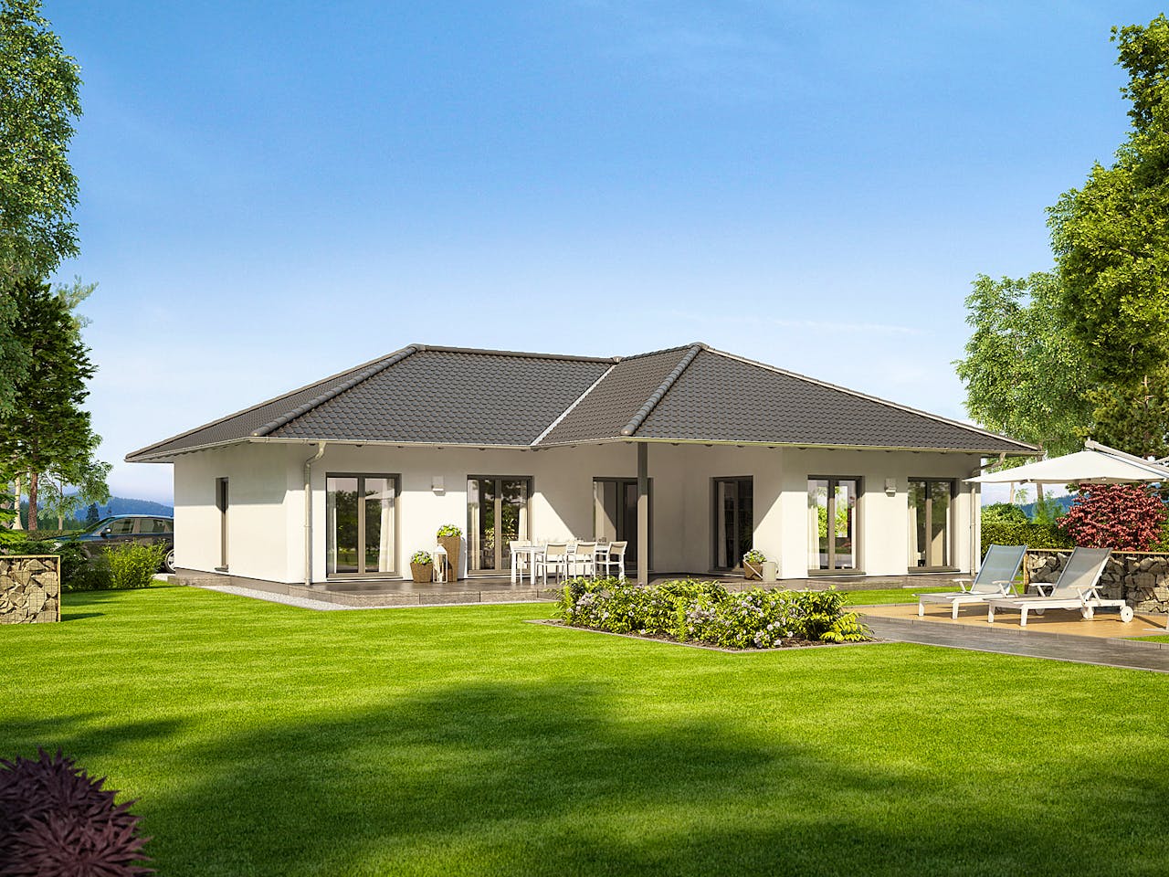 Fertighaus NIVO 140W von FingerHaus Schlüsselfertig ab 384066€, Bungalow Außenansicht 1