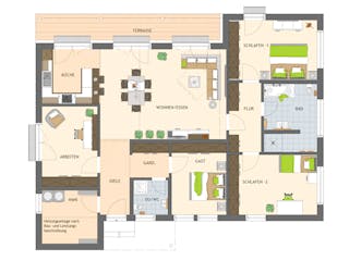 Fertighaus NIVO 140W von FingerHaus Schlüsselfertig ab 413205€, Bungalow Grundriss 1