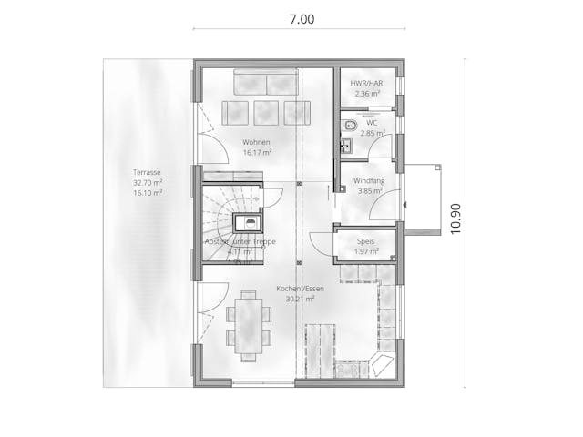 Fertighaus Haus Alma von Gebrüder Noack Holzbau Schlüsselfertig ab 384000€, Satteldach-Klassiker Grundriss 1