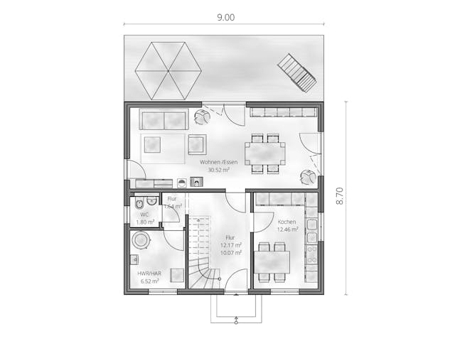 Fertighaus Haus Baier von Gebrüder Noack Holzbau Schlüsselfertig ab 324000€, Satteldach-Klassiker Grundriss 1